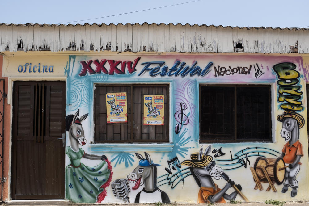 A mural for the 34th annual Donkey Festival held during Easter Week in San Antero.
