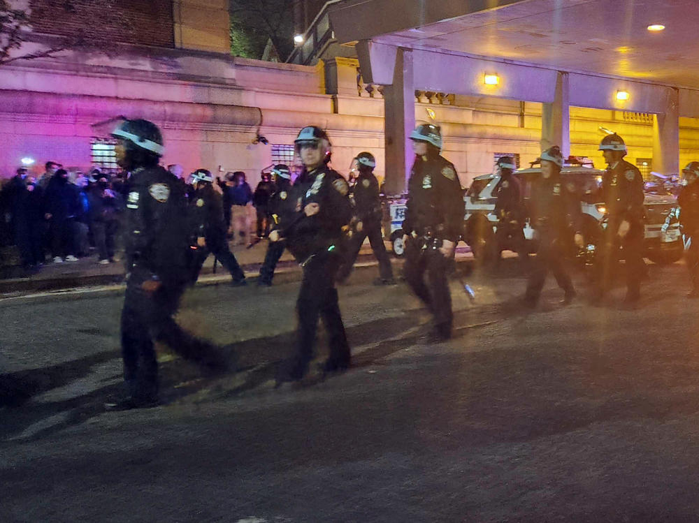 Police maintain a cordon around Columbia University where students barricaded themselves as they continue to protest in support of Palestinians.