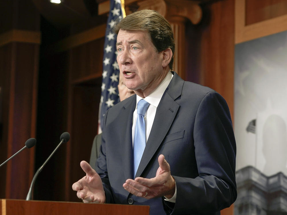 Republican Sen. Bill Hagerty of Tennessee speaks about the Senate version of the Equal Representation Act during a January press conference in Washington, D.C. The bill is one of at least a dozen GOP proposals to exclude some or all non-U.S. citizens from a special census count that the 14th Amendment says must include the 