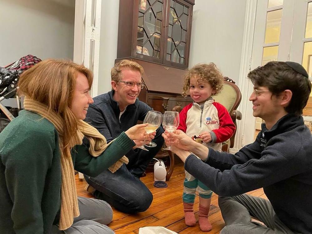 Rhaina Cohen and her husband live in a row house with another couple and their two children in Washington, D.C. Cohen says they wanted to share a home with people who they were excited to live with — and who they could depend on. From left to right: Cohen, her husband, her housemate's child and her housemate.