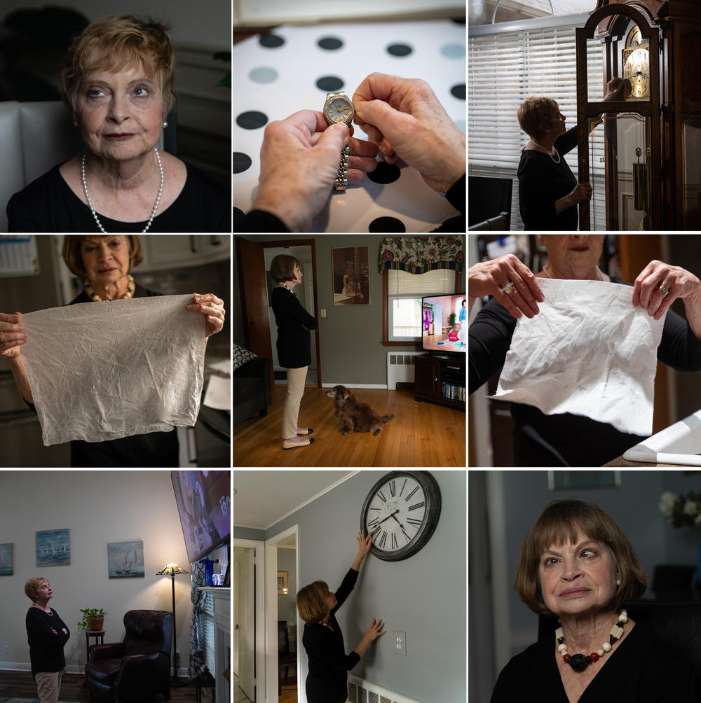 Sharon Poset (top left) and Debbie Mehlman (bottom right) are identical twins who were adopted by different families at birth. When they reunited in their mid-40s, they discovered they share a lot of similar quirks. They both cross their eyes and then roll them. They dry and reuse paper towels. They watch TV standing up. And they set their clocks 9 minutes ahead because they don't want to be late.