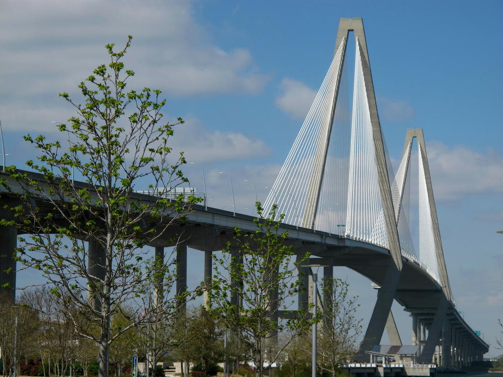 The Arthur Ravenel Jr. Bridge linking Mount Pleasant, S.C., and Charleston, S.C., is seen in this March 25, 2013, photograph. The bridge has a cable-stayed design.