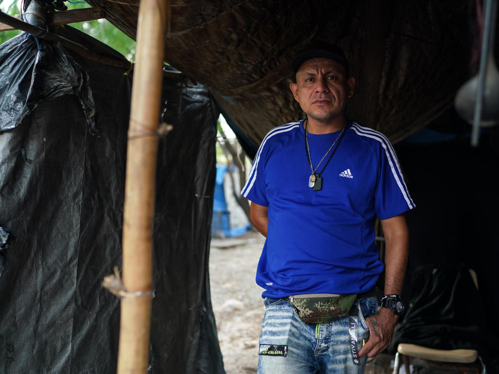 Orlando Martínez, from El Salvador, has been living at a migrant camp in Matamoros for more than a year. He says that he has not seen the flyers and that no one has told him to vote in U.S. elections.
