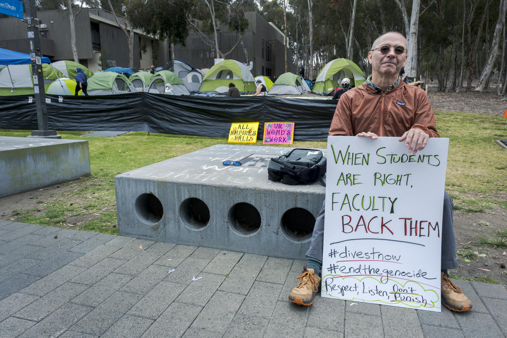 Curtis Marez is a professor of Ethnic Studies at UC San Diego who joins on campus protests in between teaching his classes.