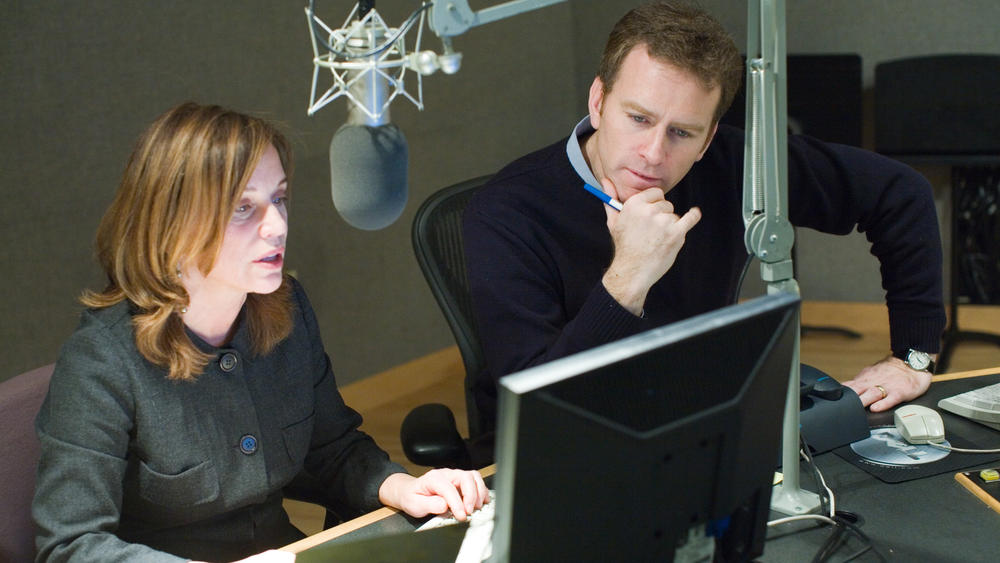Steve Inskeep and Renee Montagne in-studio behind the mic, 2007.
