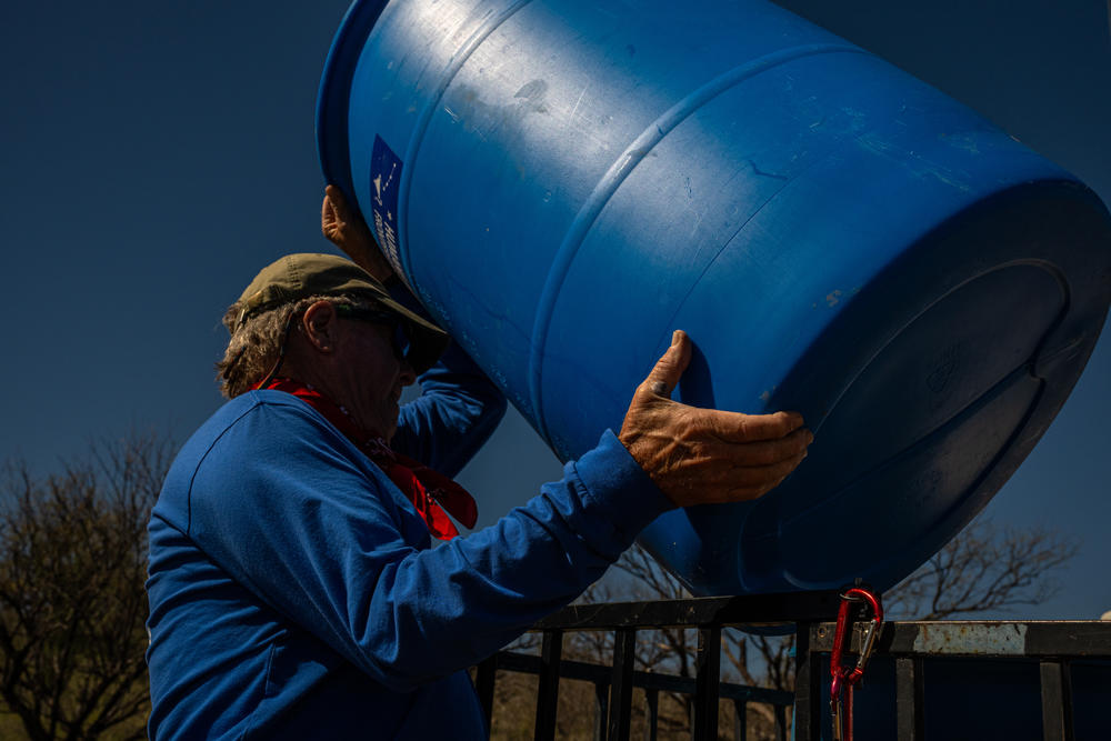Kirk Astroth has been volunteering for Humane Borders for nine years in the Altar Valley, Arizona on Wednesday, March 27, 2024.