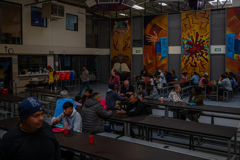 Migrants rest for a moment at the Kino Border Initiative shelter in Nogales, Sonora, Mexico on Wednesday, March 27, 2024.
