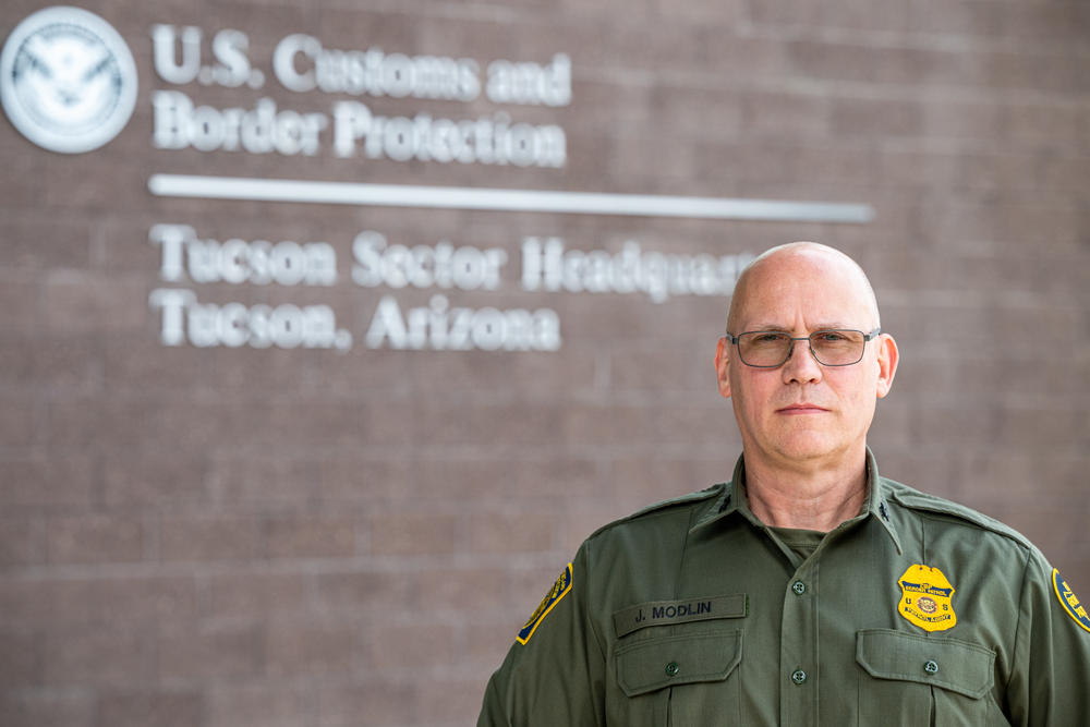 CBP Tucson sector chief John Modlin poses for a portrait in Tucson, Arizona on Thursday, March 28, 2024.