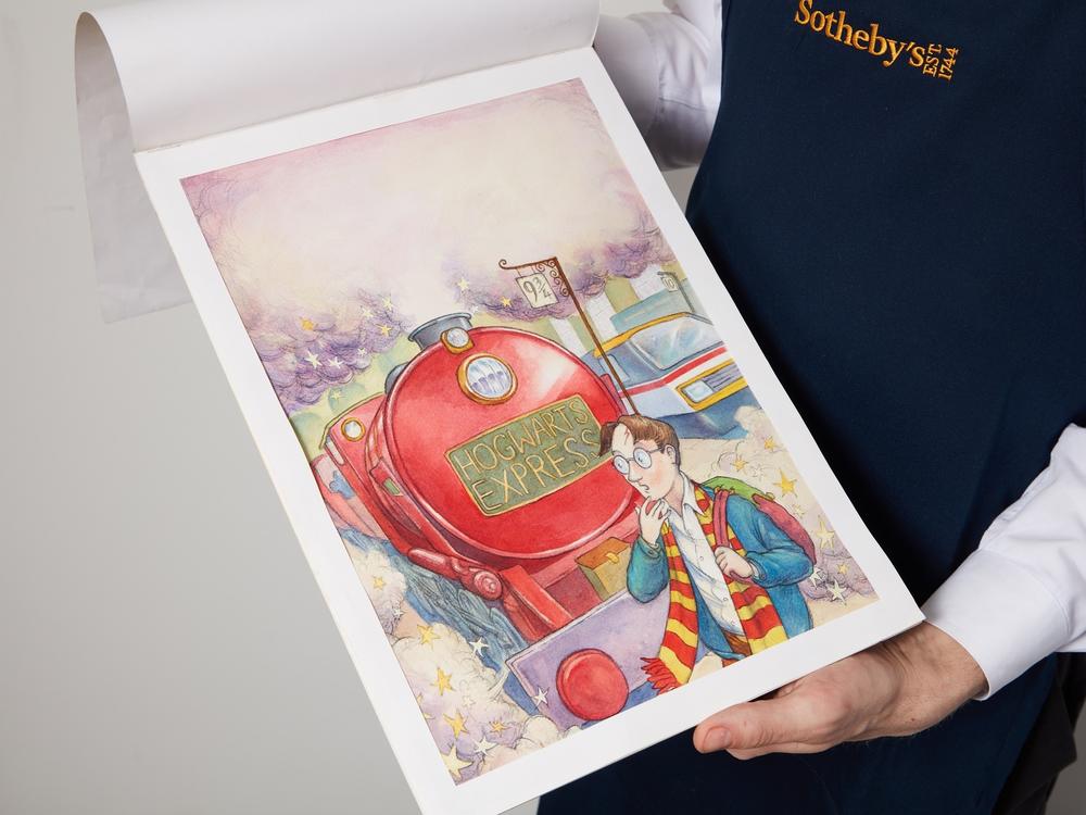 Thomas Taylor's original cover illustration for <em>Harry Potter and the Philosopher's Stone</em> (1997) is expected to break auction records at Sotheby's on June 26.