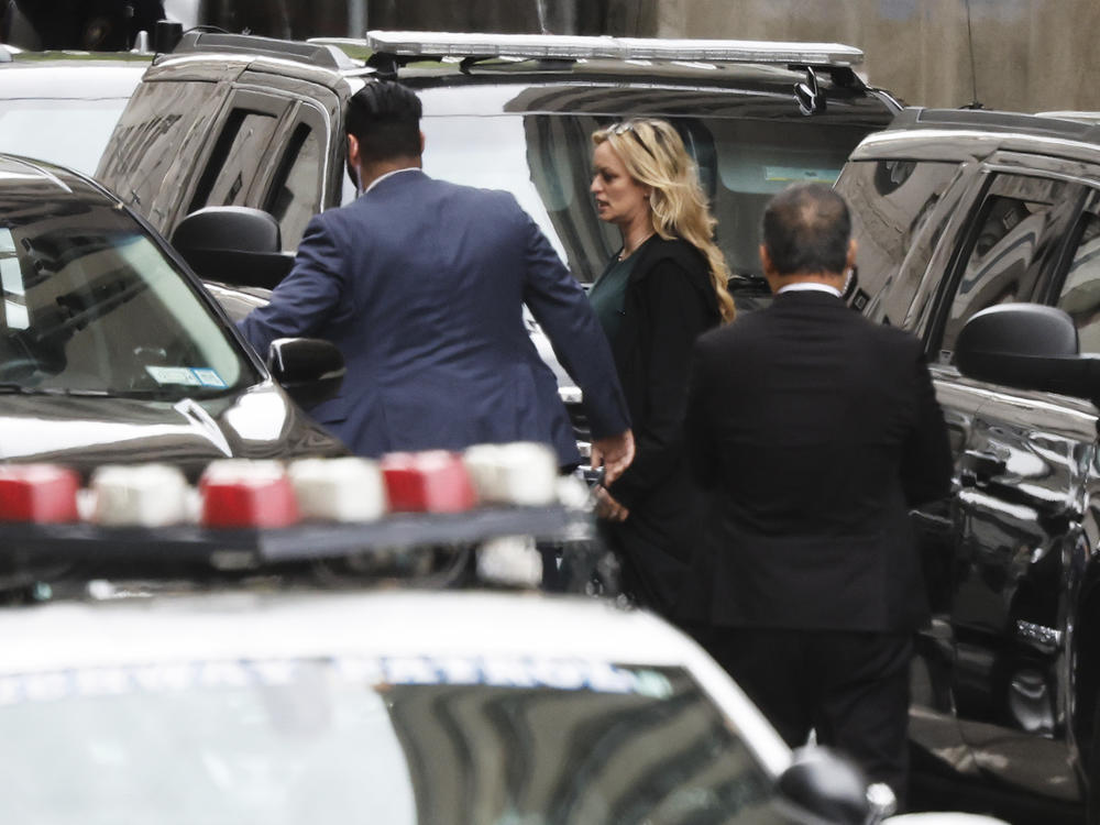 Stormy Daniels leaves Manhattan criminal court on May 9.