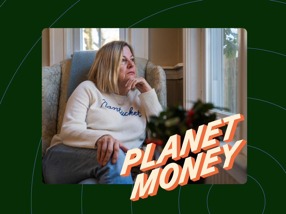 Karen McDonough sits inside her home in Quincy, Mass.