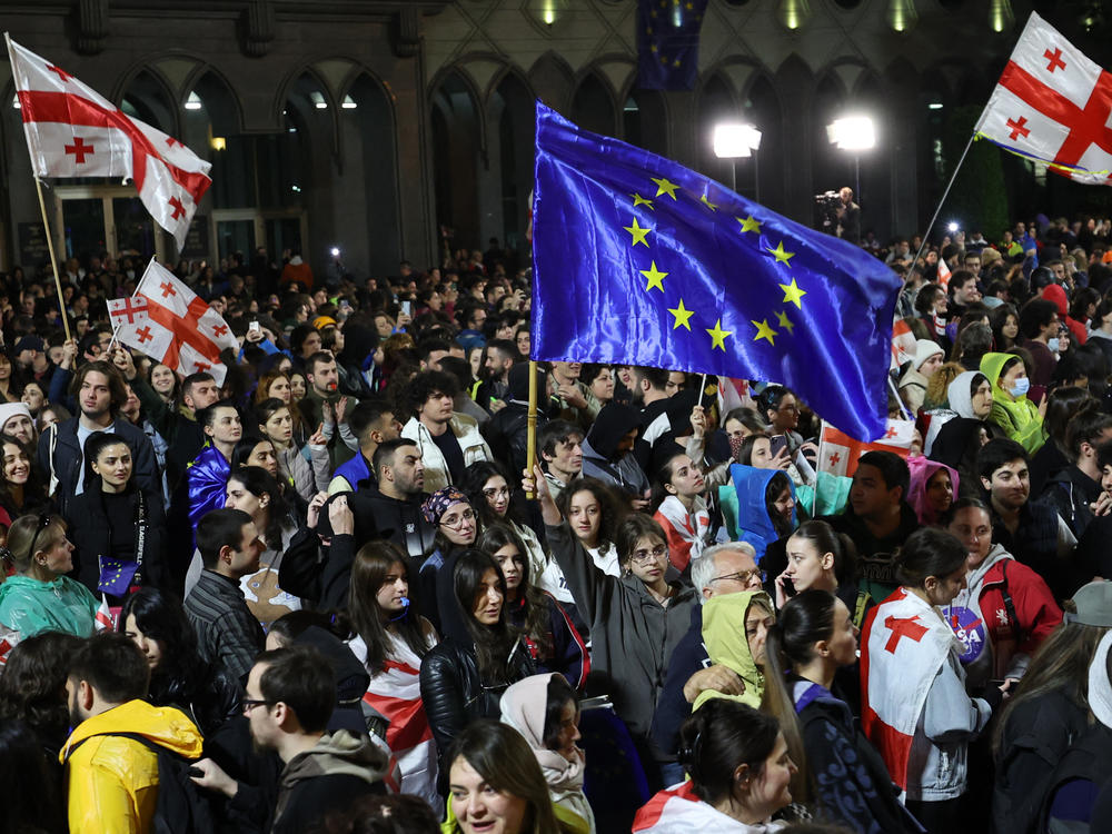 Georgian students rally to protest the controversial 