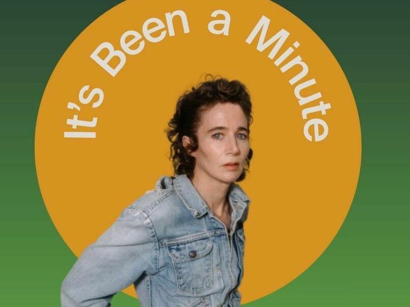 Author Miranda July poses next to her novel, 