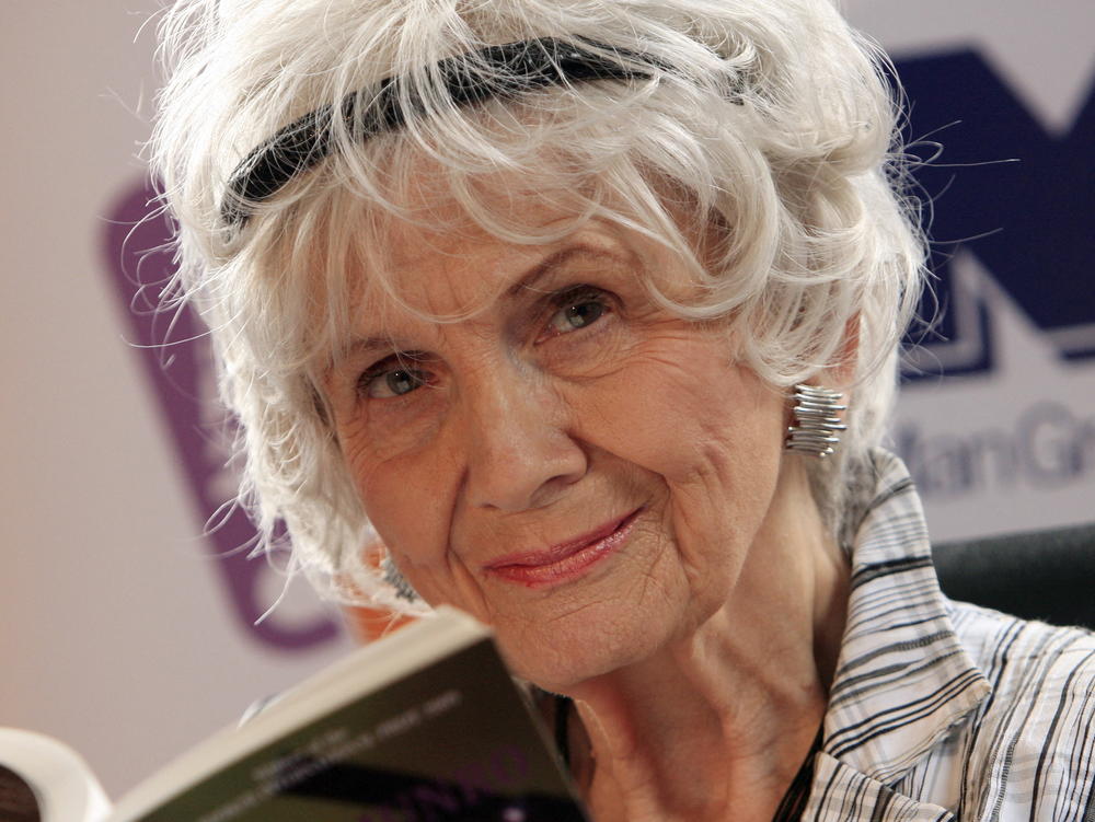 Canadian author Alice Munro as she receives a Man Booker International award at Trinity College Dublin, in Dublin, Ireland, on June 25, 2009.