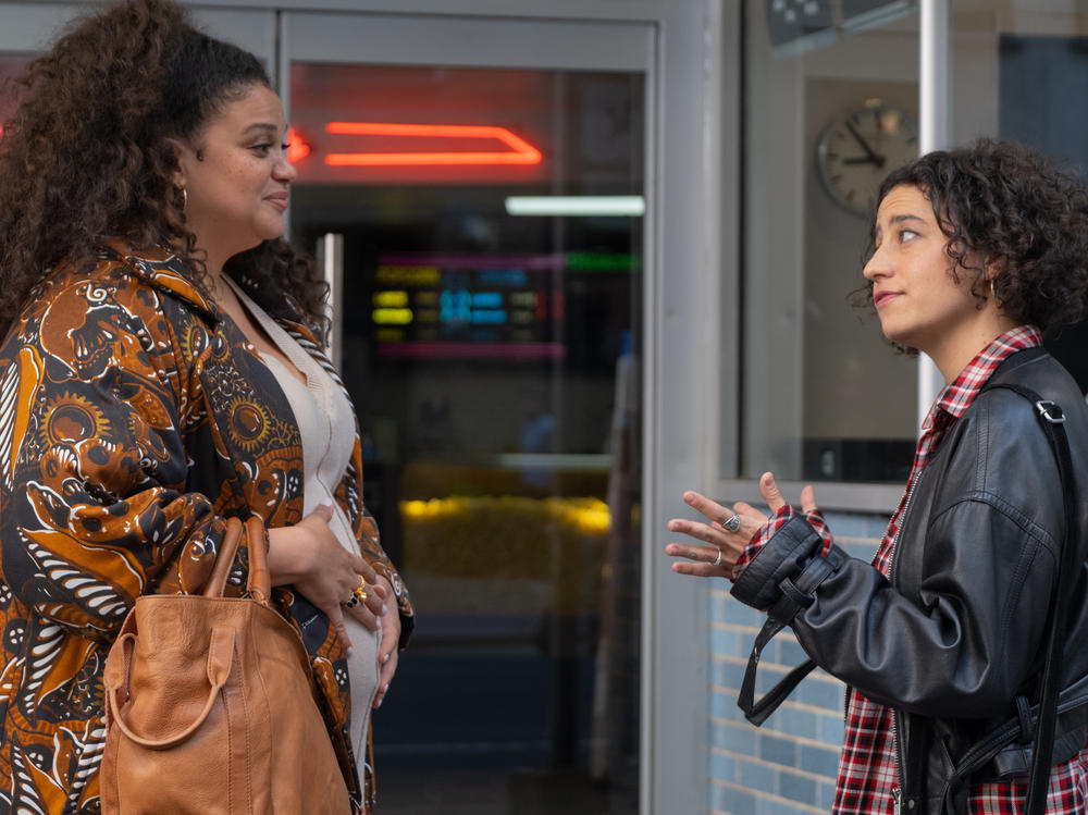 Michelle Buteau and Ilana Glazer in a scene from the film <em>Babes</em>.