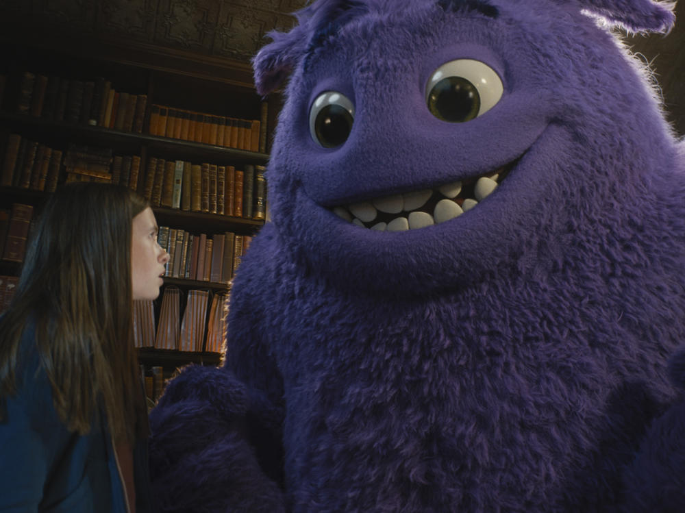 Bea (Cailey Fleming) and Blue (voiced by Steve Carell) in IF.