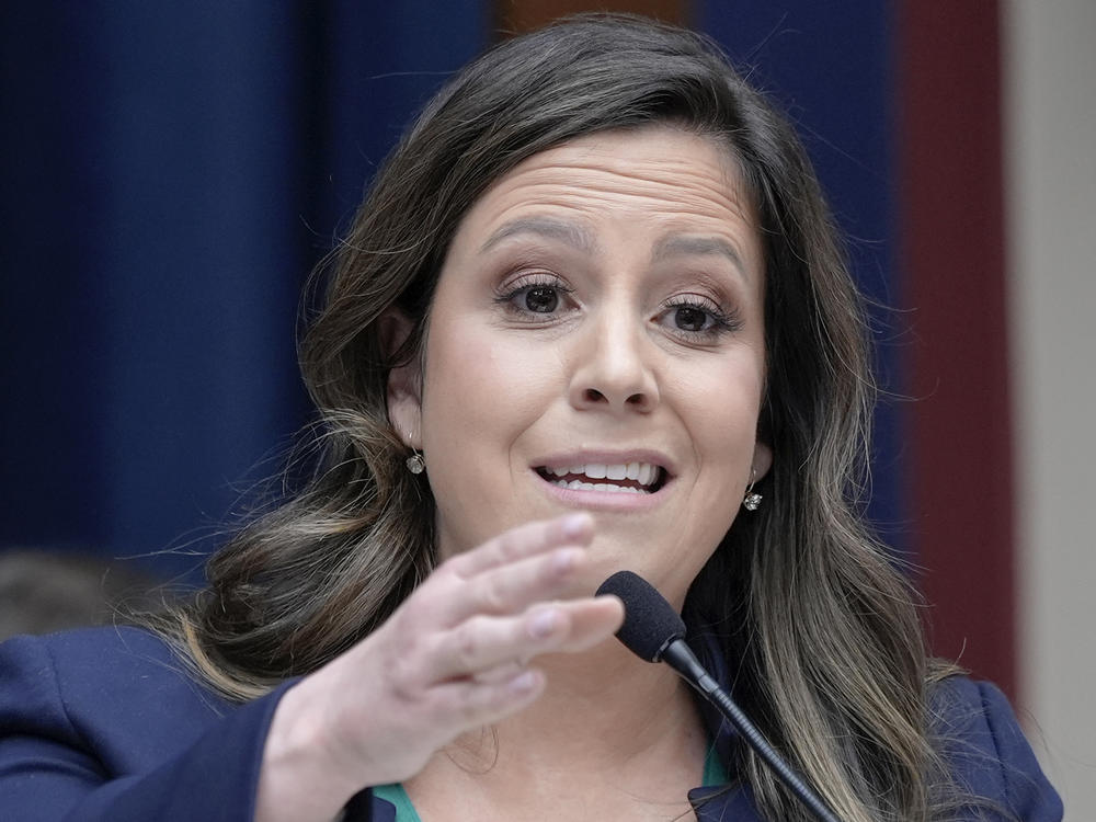 Republican Conference Chair Rep. Elise Stefanik, R-N.Y., questions Columbia University president Nemat Shafik during a House committee hearing on antisemitism in higher education last month.