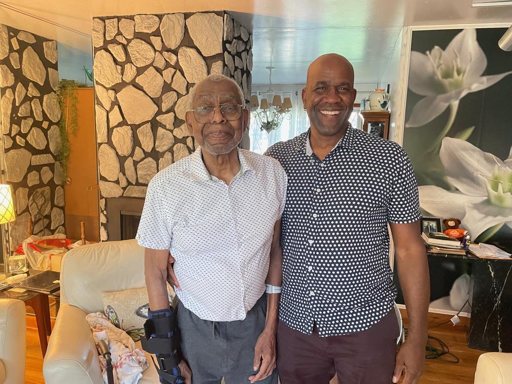 Father and son are now caregiver and care recipient. Robert Turner, Sr. was cheerful even though his day started with being discharged from the hospital.