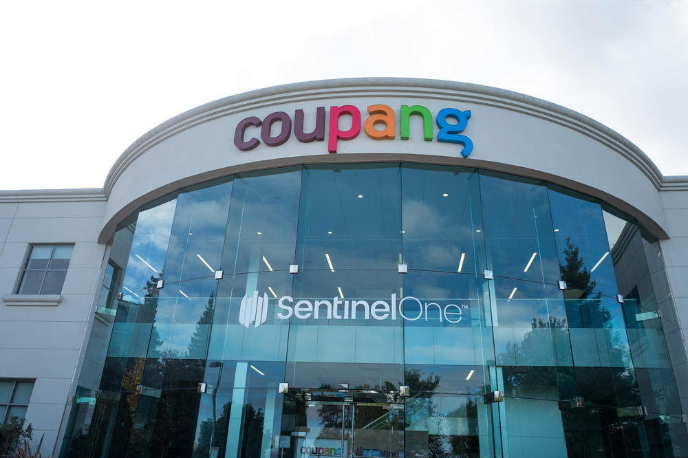 The shared headquarters of cybersecurity company SentinelOne and internet company Coupang in the Silicon Valley town of Mountain View, Calif., on Oct. 28, 2018. A SentinelOne threat researcher reviewed an analysis of Swamy's desktop computer done by Arsenal Consulting and said the hacker looks familiar.