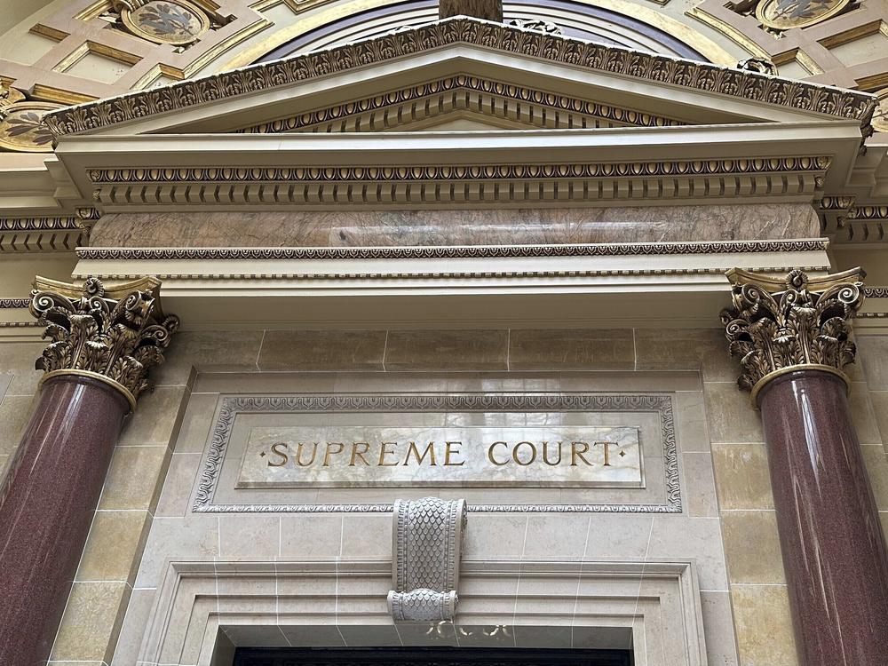 The entrance to the Wisconsin Supreme Court chambers is seen inside the state Capitol in Madison, March 14, 2024.
