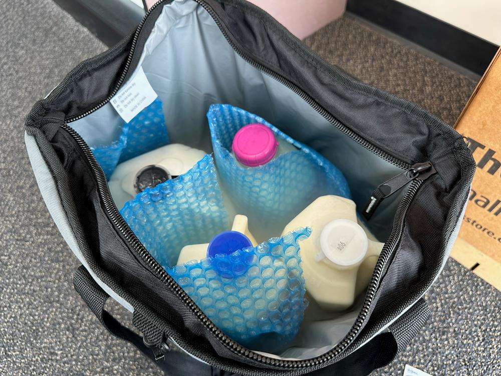 Samples of raw milk from different Texas dairy farms that NPR collected for testing. <br>