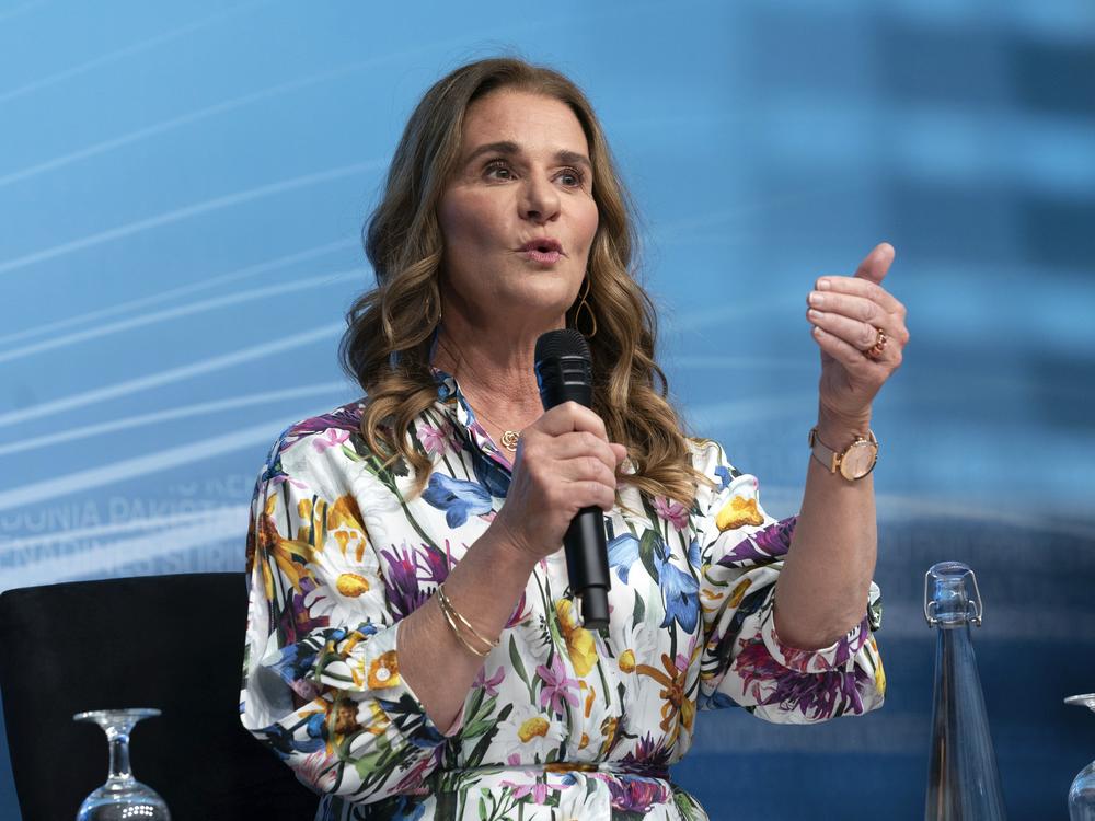 Melinda French Gates says she will donate $1 billion over the next two years to support women and family rights globally. Here, French Gates speaks at the forum Empowering Women as Entrepreneurs and Leaders during the World Bank/IMF Spring Meetings at the International Monetary Fund (IMF) headquarters in Washington in April 2023.