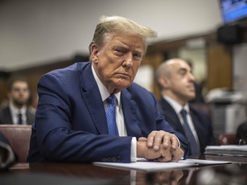 Former President Donald Trump sits in Manhattan Criminal Court in New York on May 20. A jury found Trump guilty of all 34 felony counts on Thursday.