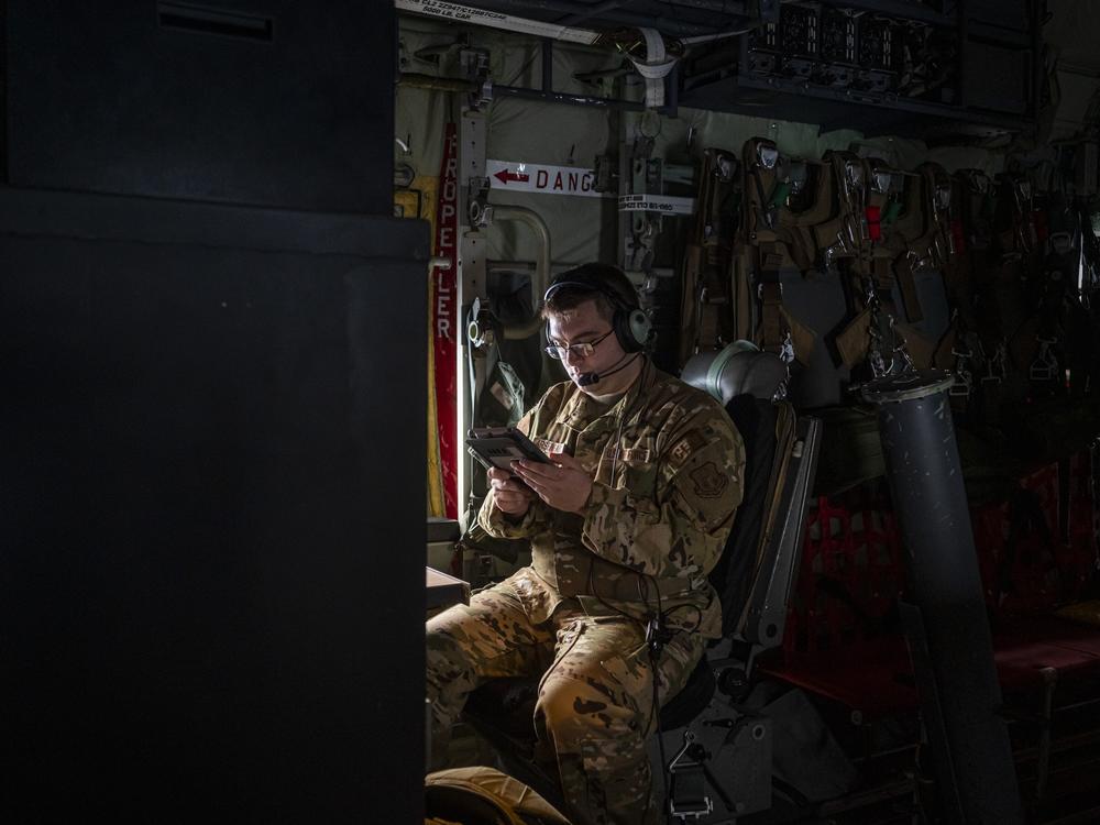 Staff Sergeant Donny Arseneaux is the load master who deploys instruments to gather weather data during Hurricane Hunter sorties.