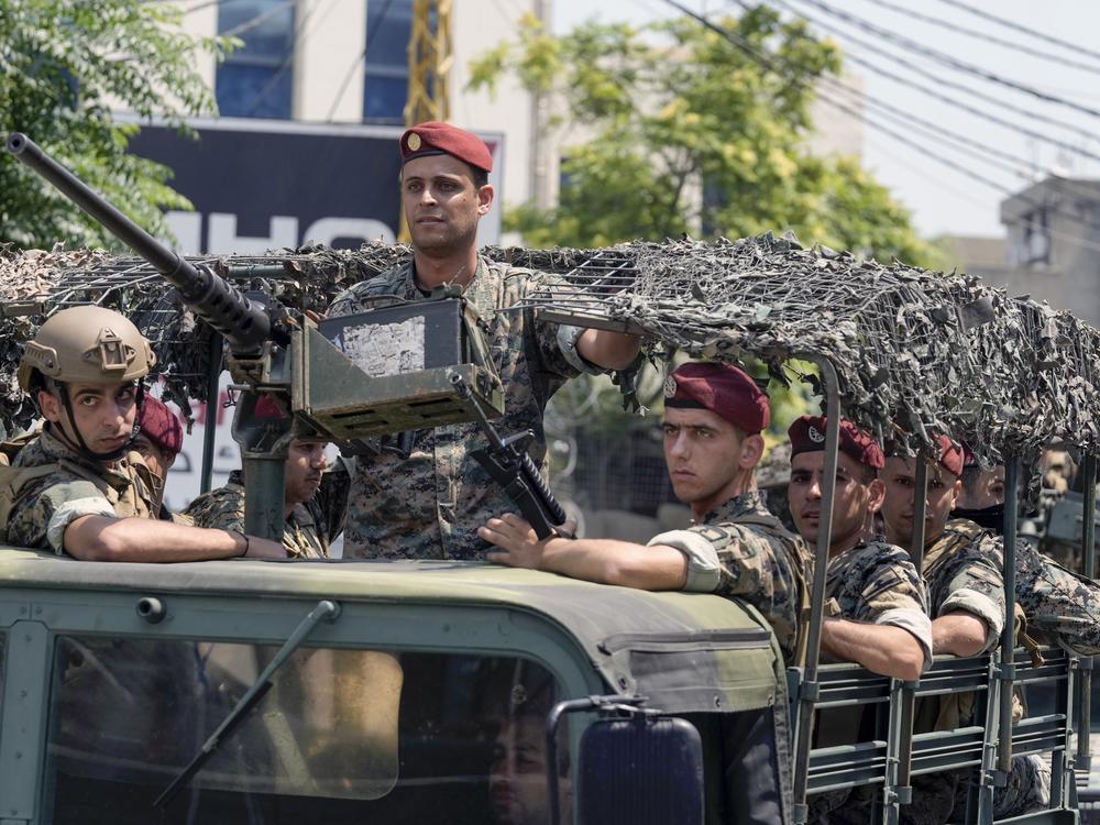 Lebanese special forces patrol on a road that leads to the U.S. Embassy in Aukar, a northern suburb of Beirut, Lebanon, on Wednesday, June 5, 2024. A gunman was captured by Lebanese soldiers after attempting to attack the U.S. Embassy near Beirut on Wednesday, the military said.
