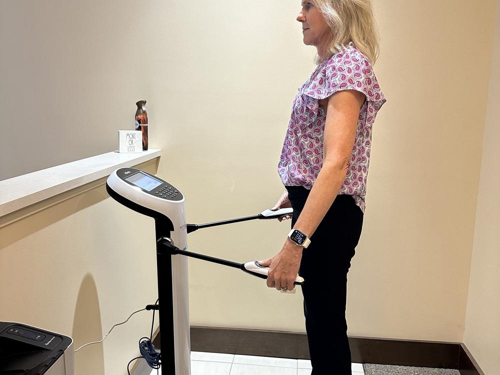  Karen White is a certified health coach in Alexandria, Virginia. She credits body composition tests with helping her reduce body fat and build muscle.