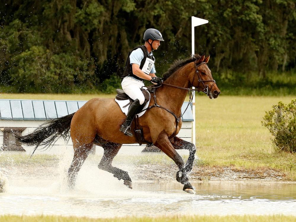 Three-day eventing rider Jonathan Holling competes with his gelding Fernhill Copain.