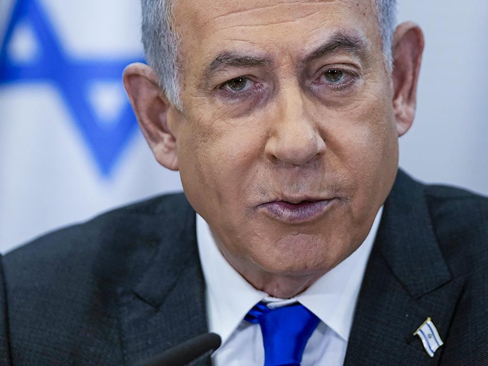 Israeli Prime Minister Benjamin Netanyahu chairs a cabinet meeting at the Kirya military base, which houses the Israeli Ministry of Defense, in Tel Aviv, Israel, on Dec. 24, 2023.  