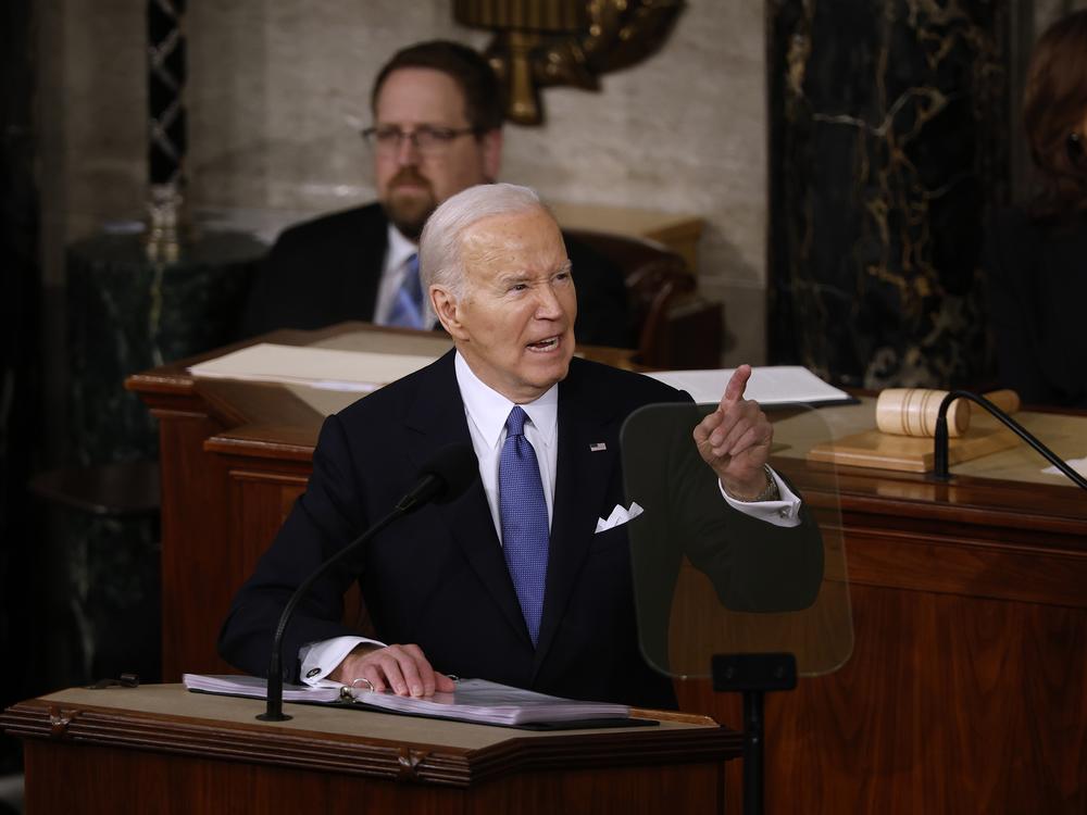 President Biden delivers the State of the Union address on March 7, 2024.