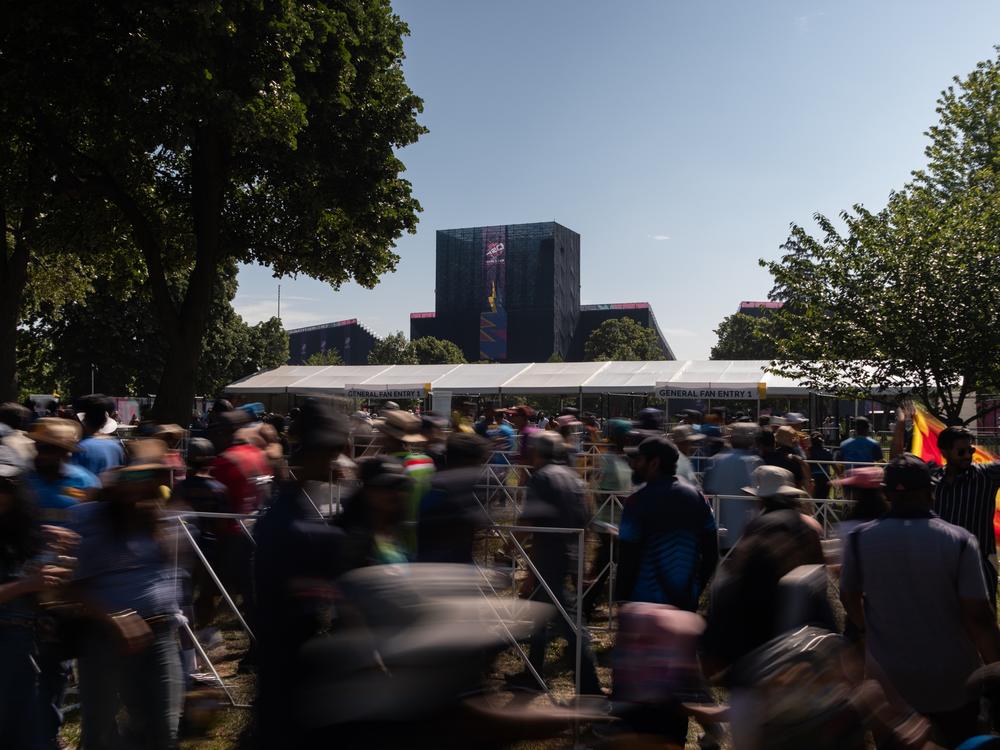 Fans arrive for the Sri Lanka versus South Africa Cricket World Cup match at Nassau County International Cricket Stadium at Eisenhower Park, N.Y., on  June 3.