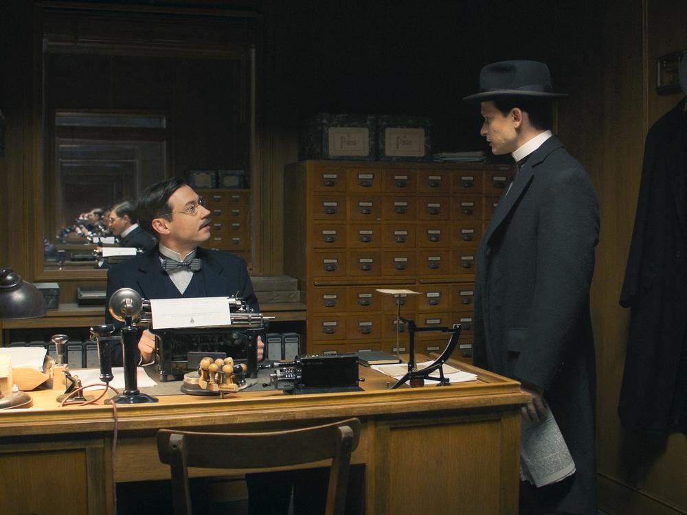 Max Brod (left), a recognized writer at the time, relentlessly promoted the writings of his friend, Franz Kafka, played here respectively by David Kross and Joel Basman in the Austrian-German series <em>Kafka</em>, now streaming in the U.S.
