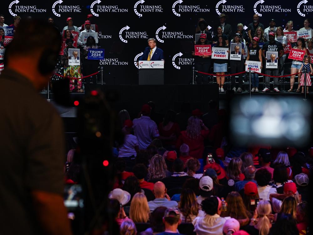 Former President Donald Trump joined Turning Point USA to tout his Swamp the Vote campaign, which promotes mail-in-ballots.