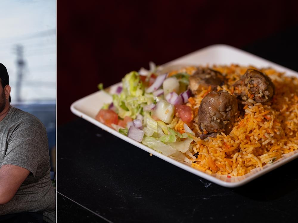 Mohammed Rehman, owner of Sahar's Kitchen & Chai, and the restaurant's chicken biryani, in East Meadow, N.Y., on June 4.