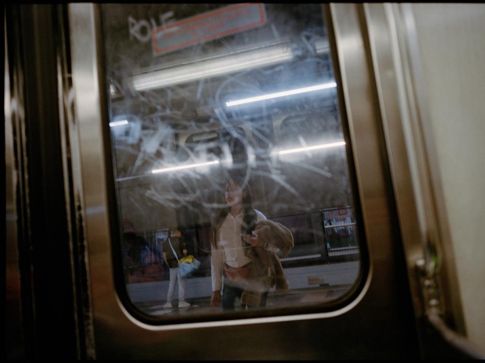 A look outside through the window of the women-only metro car in December 2023.