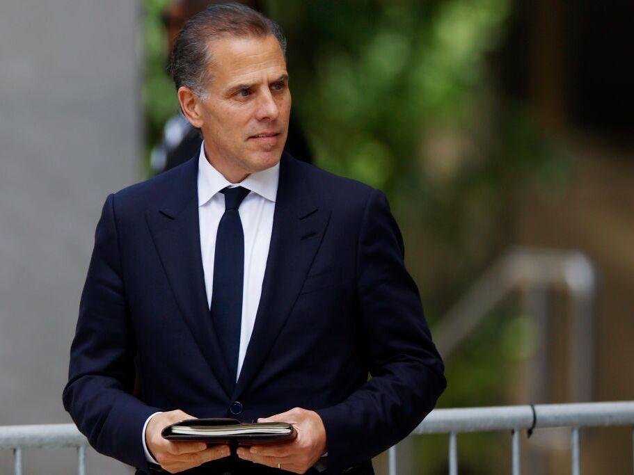 Hunter Biden, President Biden's son, departs from the J. Caleb Boggs Federal Building on Monday in Wilmington, Del., after jurors began deliberations in his trial on felony gun charges. 