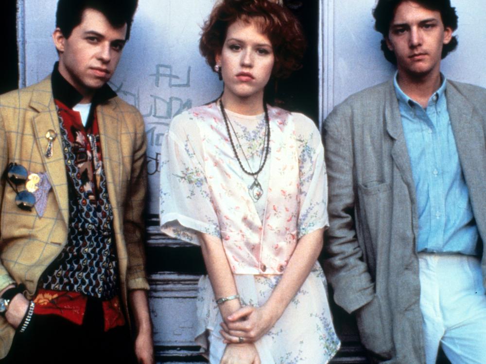  Jon Cryer, Molly Ringwald and Andrew McCarthy on the set of <em>Pretty In Pink</em> in 1986. Molly Ringwald was not involved in the <em>Brats </em>documentary. 