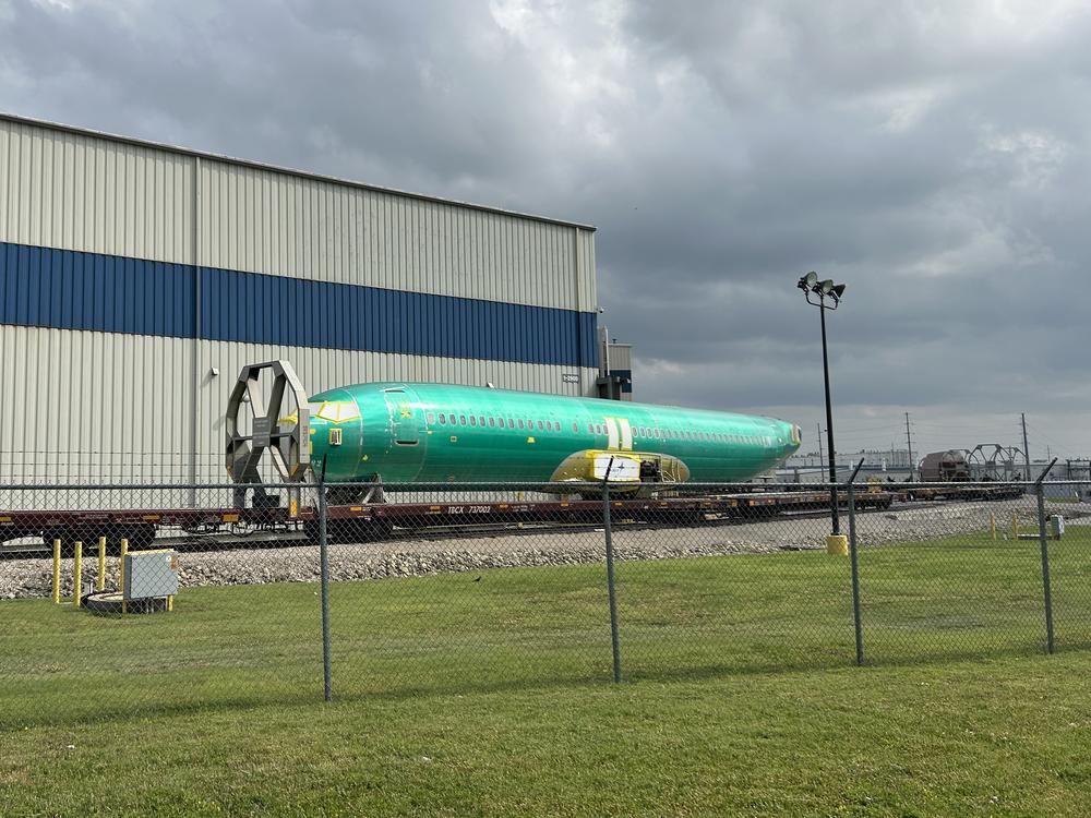  The fuselage of a Boeing 737 at the Spirit AeroSystems factory in Wichita, Kan.