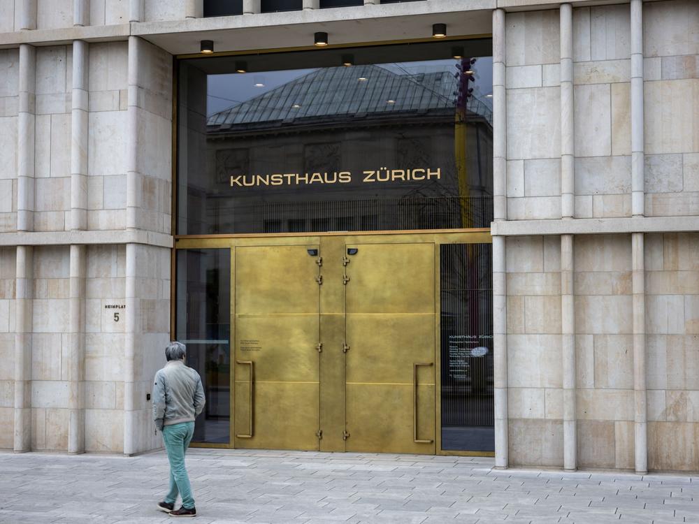 A man walks past the entrance of the Kunsthaus Zurich on March 14, 2023. The museum is investigating the provenance of paintings over a possible connection to Nazi looting.
