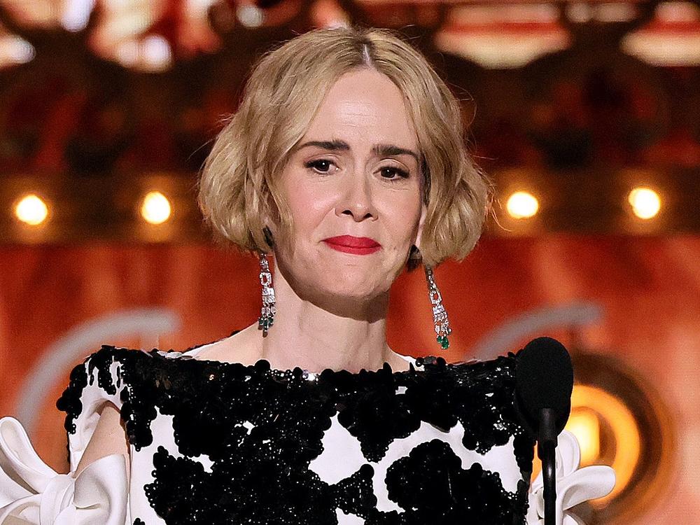 Sarah Paulson is seen Sunday night accepting the best leading actress in a play award for <em>Appropriate</em>, marking her halfway point to EGOT status, a person who has won an Emmy, Grammy, Oscar and Tony awards.
