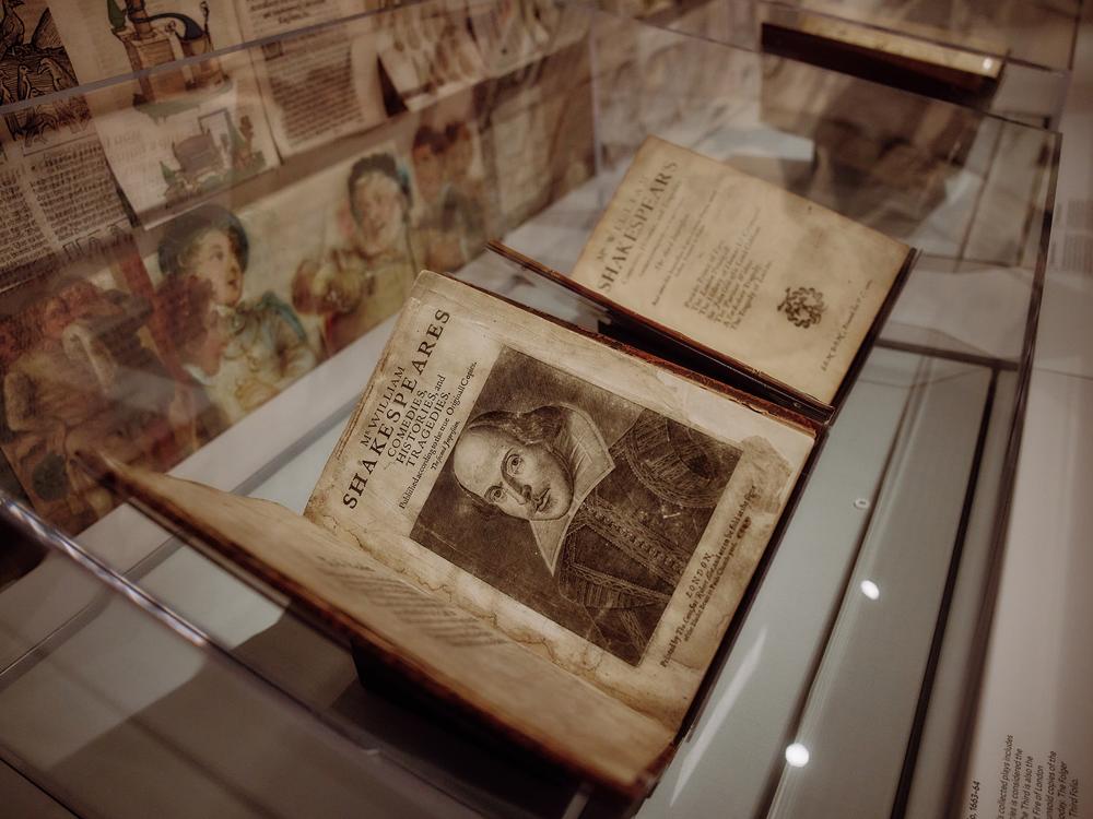 One of the Folger Shakespeare Library’s 82 copies of the <em>First Folio,</em> the Bard’s complete works printed in 1623, just a few years after his death.