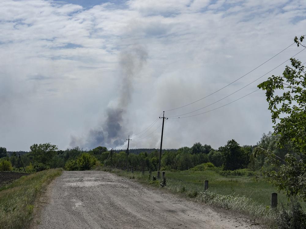 Smoke is seen on the horizon in Kharkiv region, Ukraine, on May 29. 