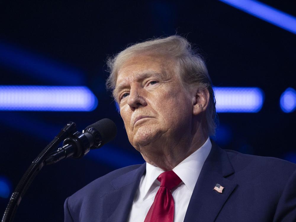 Former President Donald Trump gives the keynote address at Turning Point Action's 