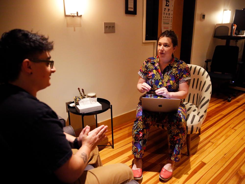  Dr. Arnold meets with a patient interested in gender-affirming care in her offices in Richmond, Va.