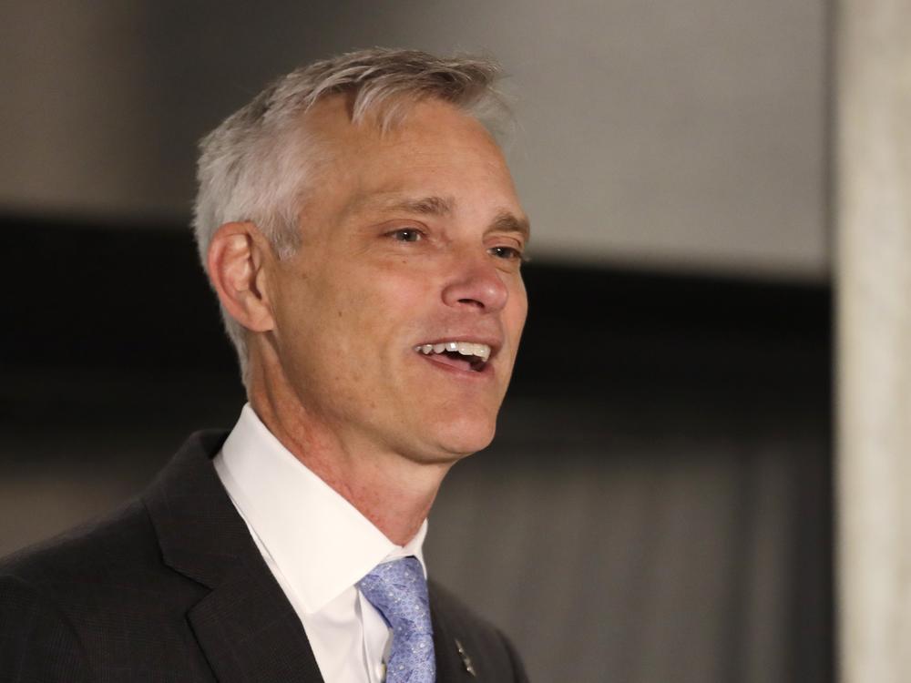 In light of several recent incidents involving alleged racial discrimination toward its passengers, American Airlines CEO Robert Isom says he is taking immediate action to “rebuild trust” within the company. Here, Isom speaks at a news conference in Seattle on Feb. 13, 2020 about the company's new partnership with Alaska Airlines.