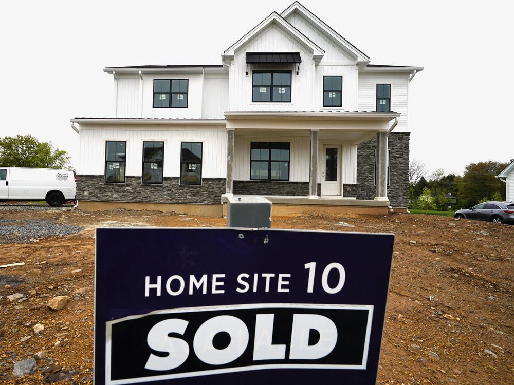 Sales of new homes like this one in Eagleville, Pa., are up modestly, while existing home sales have plummeted amid a housing shortage, record high prices and high mortgage rates.