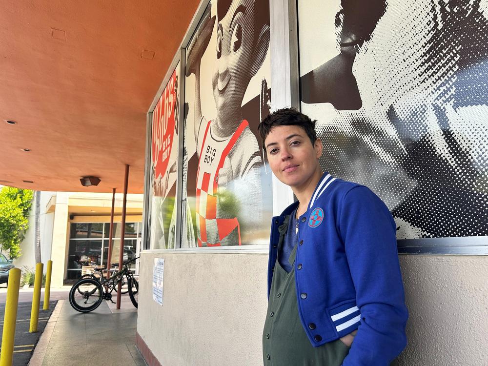 Writer Taylor Orci outside Bob's Big Boy, a diner in Burbank.